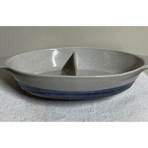 McCoy Pottery Navy Blue 13x8” Oval Divided Baking Dish Two Tone